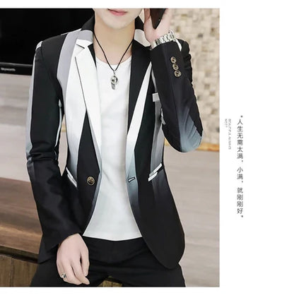 Blazer Men's Fashion Business Gentleman Slim-fit Stripes British Style Outdoor Performance Trend Wedding Banquet Casual Blazer