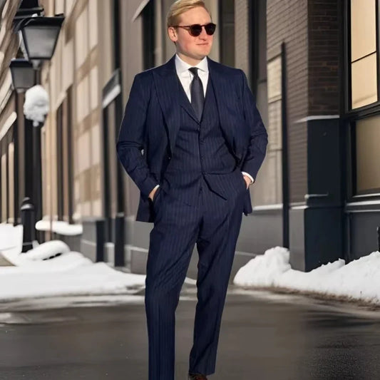 Men's 3 Piece Tuxedo Suit Peak Lapel Black White Wedding Formal Set