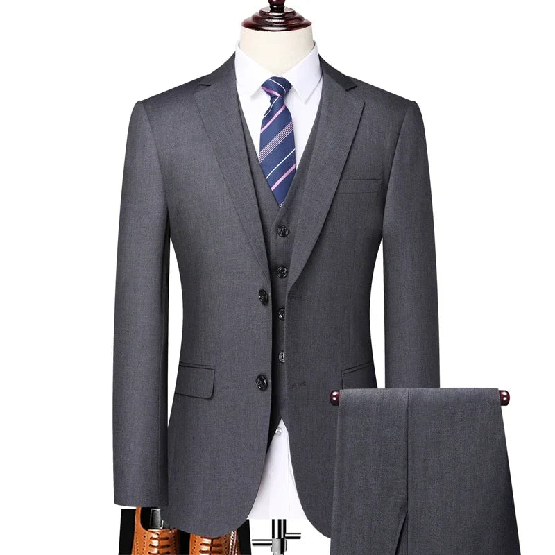 Men's Solid Color Formal Suit for Business, Banquet, and Wedding
