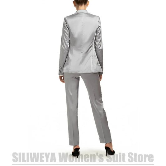 Chic Satin Women's Three Piece Suit Set Blazer Vest and Pants Formal Office Wedding Guest Outfit Elegant Single Breasted Suits