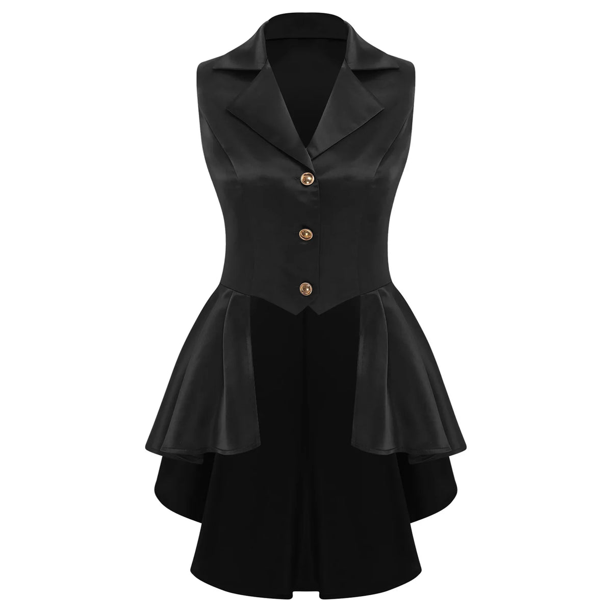 Women Sleeveless Vests Steampunk Victorian Costumes Waistcoat Jacket Top Turn-Down Collar Tuxedo Tank Top Cosplay Gothic Outfit