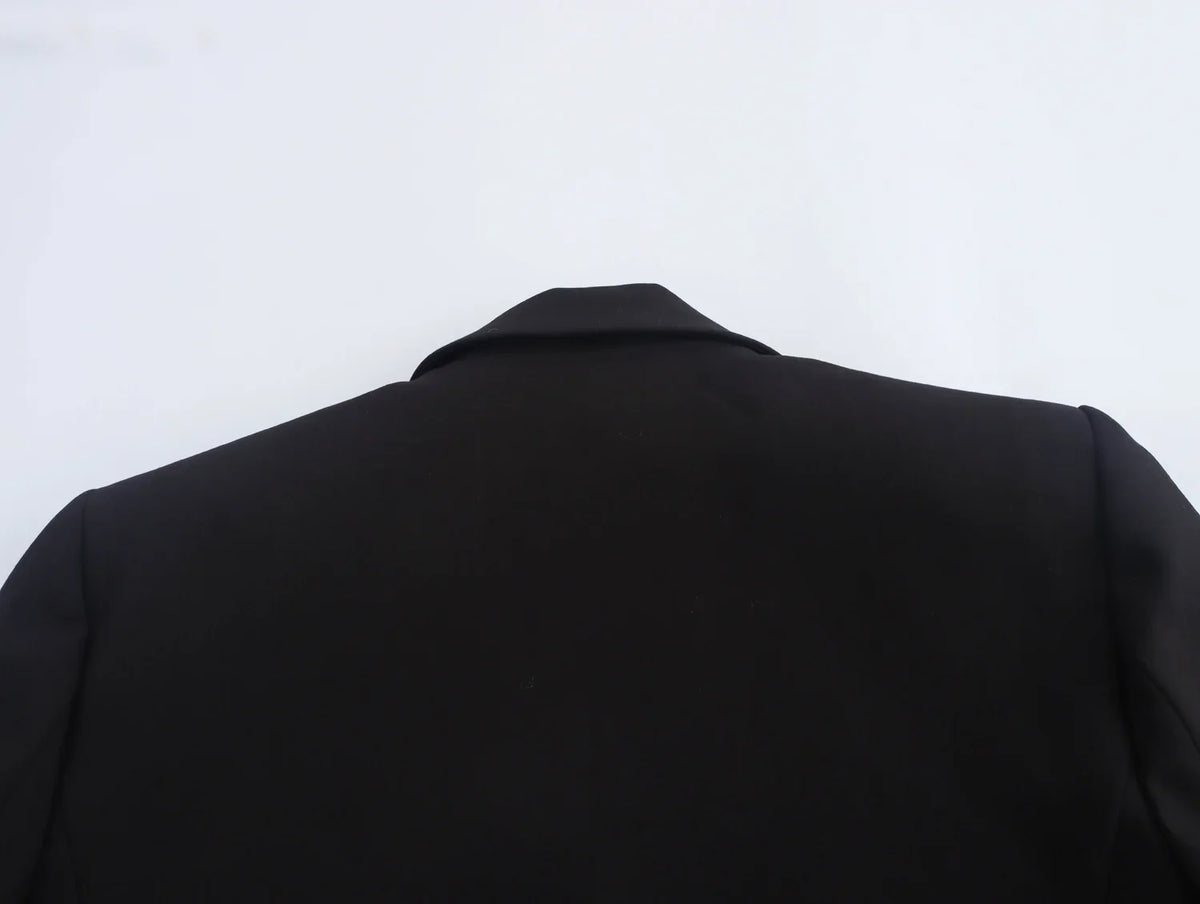 Women's Black Gothic Emo Cropped Bow Blazer Jacket Y2k 2000s Vintage Suit Coat Long Sleeve Single Breasted Outerwear Autum 2025
