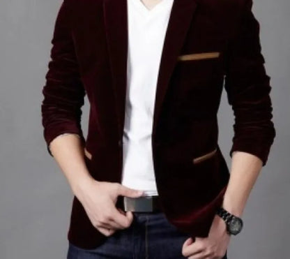 Men's Slim Fit Korean Style Blazer Autumn Winter Formal Suit Jacket Trendy Youth Business Casual Top