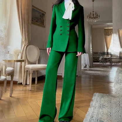 2025 New Women Casual Blazer Suit Set with Double-breasted Office Formal Pant Suit Separates Slim Fit Custom Made Traje de Mujer