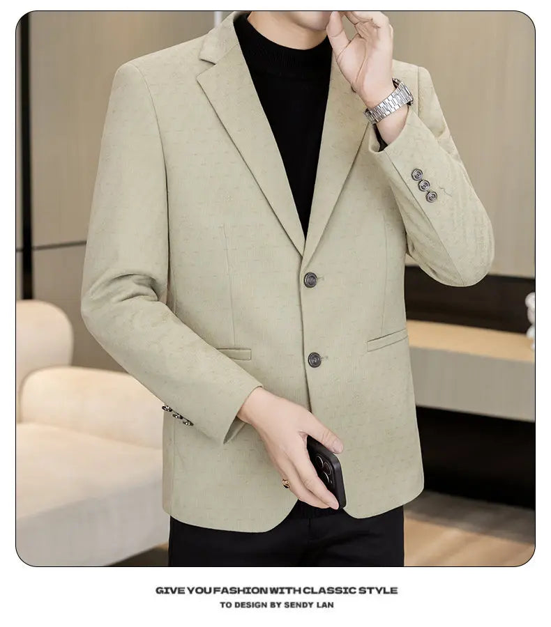 High-Quality Fashionable Autumn Winter New Design Casual Men's Suit Jacket Trendy Versatile Outerwear for Business And Casual We