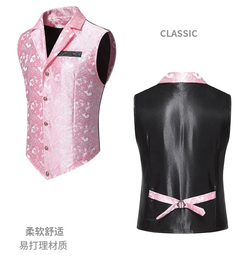 Men's Suit Vest Jacquard Smart Casual Single Breasted Slim Fit Waistcoat
