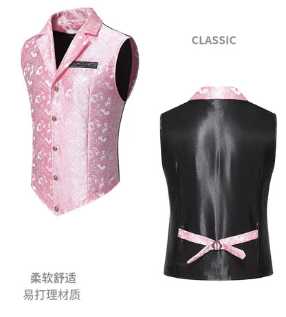 Men's Suit Vest Jacquard Smart Casual Single Breasted Slim Fit Waistcoat