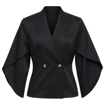 Women Business Casual Blazer V-neck Wrap Sleeves Formal Dress Suits Jacket for Weekend Party Office Work Meeting Interview
