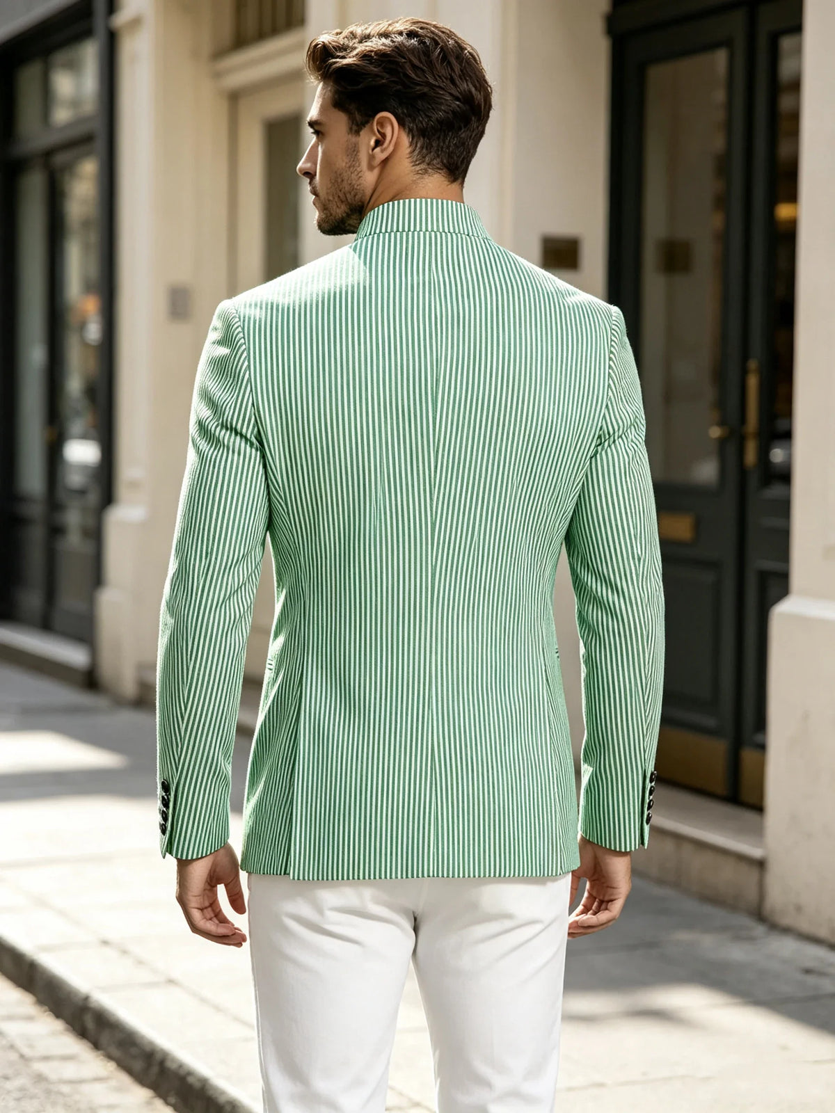 Men Mandarin Collar Suit Jacket Stand Collar Asymmetrical Single Breasted Men Blazer Slim Fit Business Formal Coat For Business