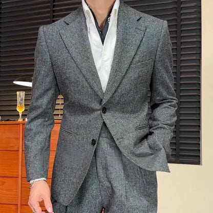 Designer Business Casual Mens Spring Autumn Slim Fit Single Breasted Suit Jacket Wide Leg Pants Two Piece Set Fashion Male Work