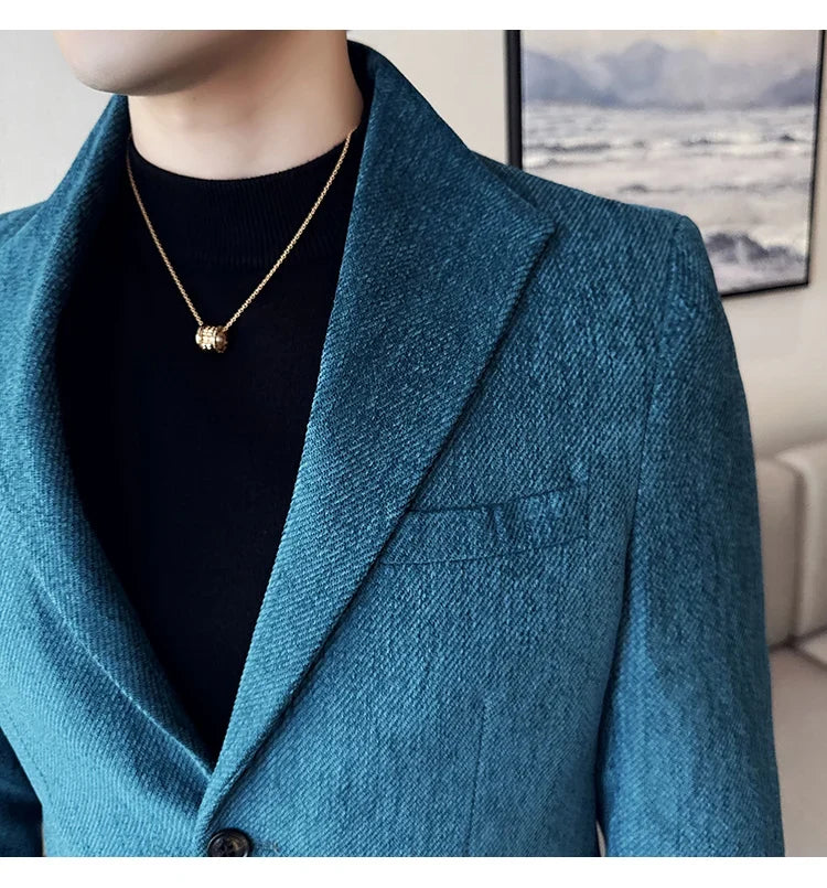 New Chinese Style Stand Collar Fashion Casual Suit Jacket Autumn Winter New Slim Fit Business Formal Social Prom Party Tuxedos