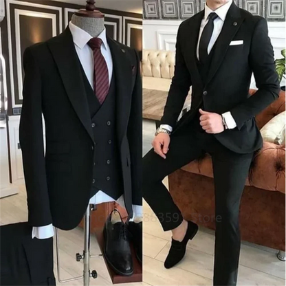 Men's Slim Fit Suit Set One Button Peak Lapel Jacket and Trouser for Weddings and Formal Events