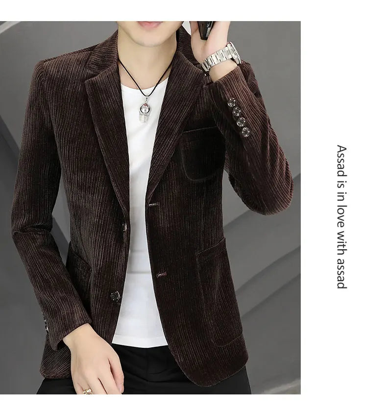 2026 Spring Autumn Corduroy Suit Jackets for Men Business Casual Blazers KoreanSlim Fit Social Office Wedding Suits Coats 4XL