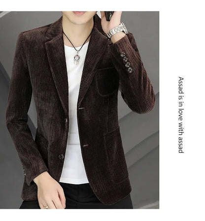 2026 Spring Autumn Corduroy Suit Jackets for Men Business Casual Blazers KoreanSlim Fit Social Office Wedding Suits Coats 4XL