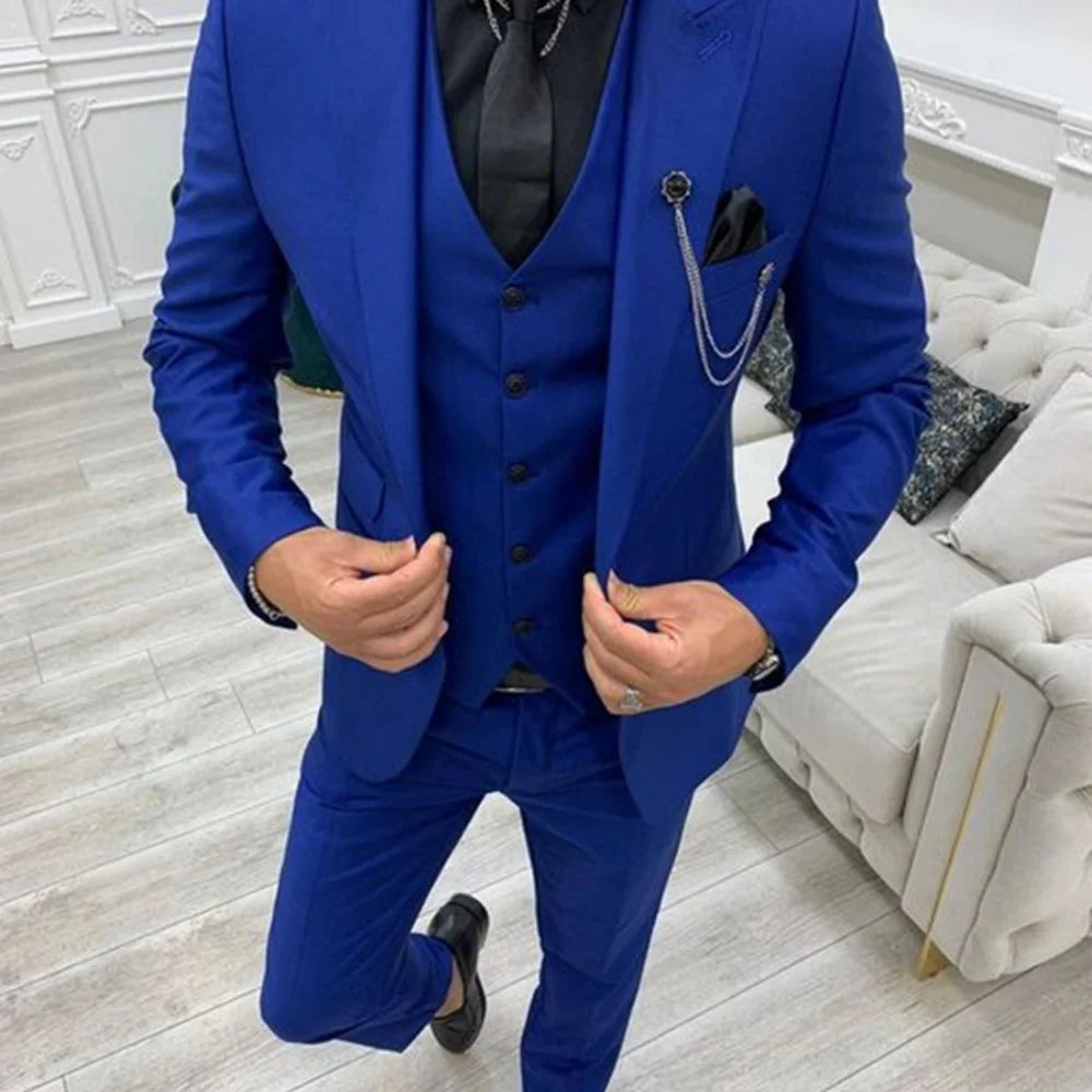 3 Piece Men's Wedding Suit Slim Fit Peak Lapel Blazer Groom Tuxedos Formal Male Suit For Party Prom(Jacket+Vest+Pants)Men Outfit