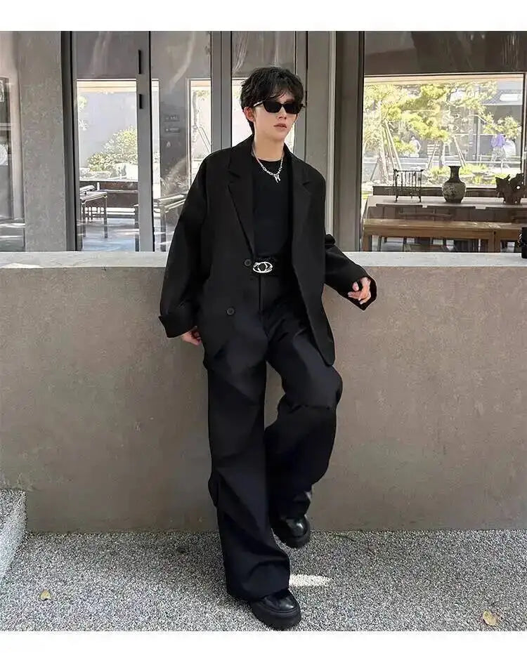 Men's Handsome Loose Casual Blazer Jacket Fashion Elegant 2026 New High Quality Stylish Social Solid Color Clothes JY7595