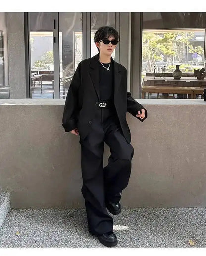 Men's Handsome Loose Casual Blazer Jacket Fashion Elegant 2026 New High Quality Stylish Social Solid Color Clothes JY7595