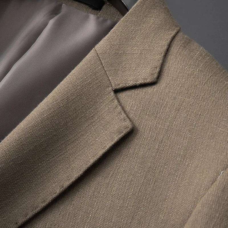 Spring and Autumn Men's British Naples suit, no perm, solid color, wedding, business, work, versatile, simple, high-end suit