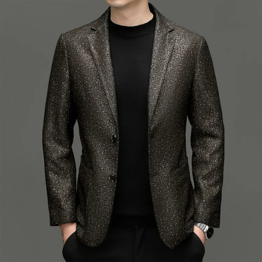 Men's Sheepskin Leather Blazer – Slim Fit Single Breasted Smart Casual Suit Jacket