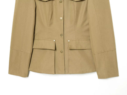 Fashion Women Slim Safari Blazer Jacket 2026 Stand Collar Long Sleeve Pocket Vintage Trench Coat Female Elegant Street Blazer