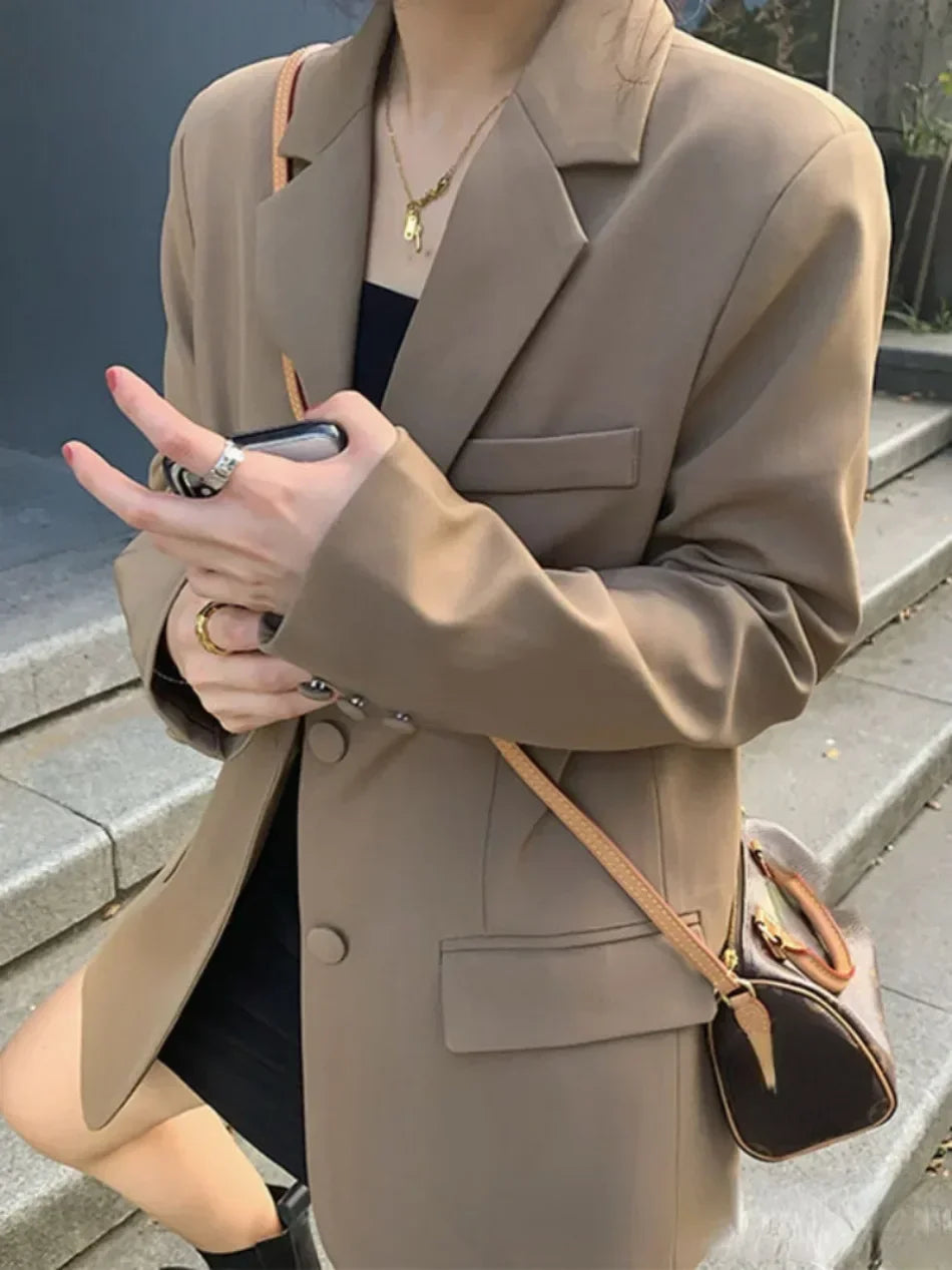 Autumn Luxury Blazer for Women 2024 Elegant Korean Women's Blazer Jacket Fashion Female Long Coats Splice Office Lady Clothes