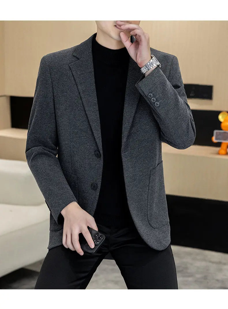 Men's Plus Size Single Breasted Casual Business Blazer – Autumn Winter