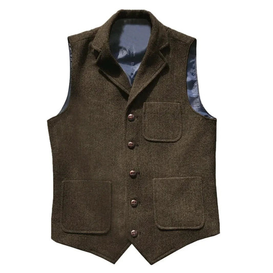 Men's Vest Single Button Waistcoat with Lapel Pocket for Weddings and Formal Occasions – Multiple Colors
