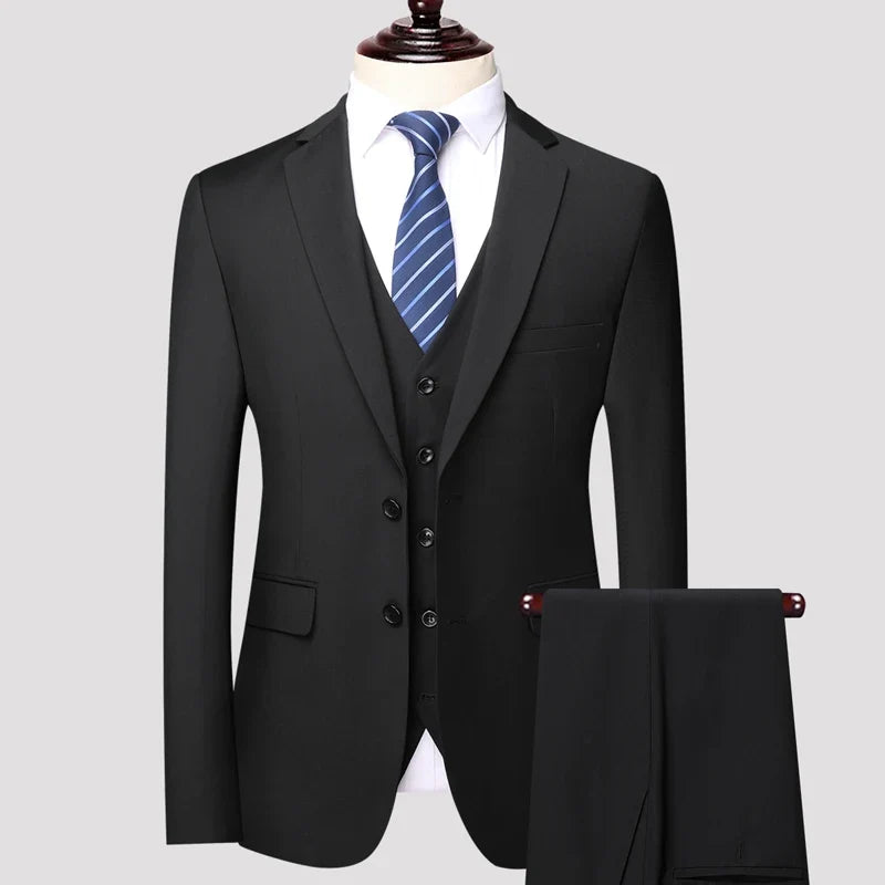 Men's 3-Piece Suit Set Single Breasted Smart Casual Formal Wear for Travel & Business – Available in S to 4XL