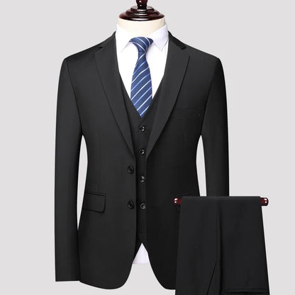 Men's 3-Piece Suit Set Single Breasted Smart Casual Formal Wear for Travel & Business – Available in S to 4XL