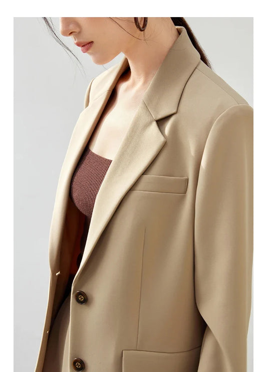 Texture Loose Tailored Coat for Women 2026 Autumn Turn Down Collar Office Lady Work Business Women Blazer 143X56249