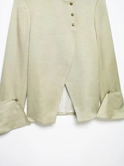 Women Chic Flared Sleeve Blazer Elegant Leisure Turtleneck Blazer 2026 Spring Summer Trendy Ladies High Street Blazer