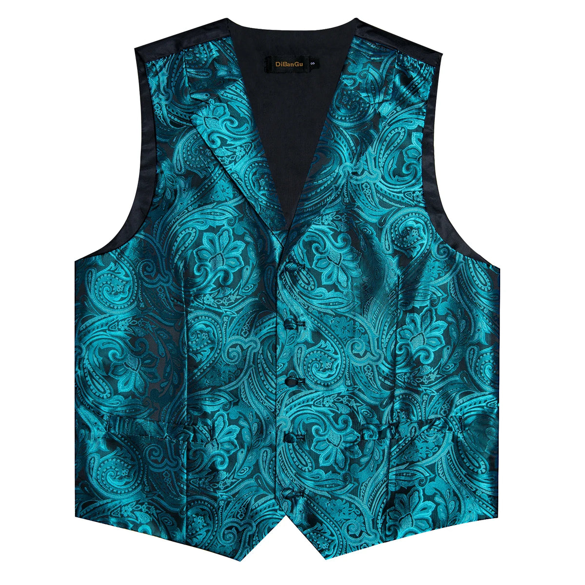 Men's Paisley Suit Vest – Single-Breasted Waistcoat with Tie, Handkerchief & Cufflinks for Weddings & Banquets