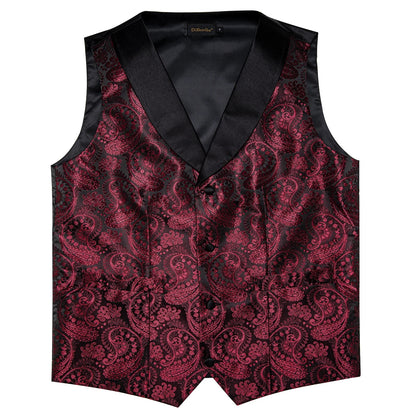 Men's Formal Vest Set with Paisley Pattern, Tie, Pocket Square & Cufflinks for Party & Events