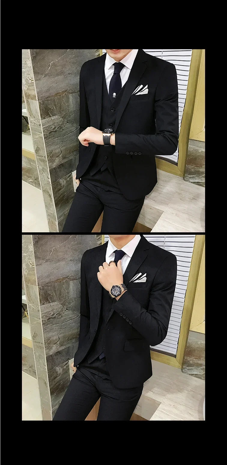Men's Slim Fit 3-Piece Suit – Blazer, Vest & Pants for Business, Wedding & Smart Casual Wear
