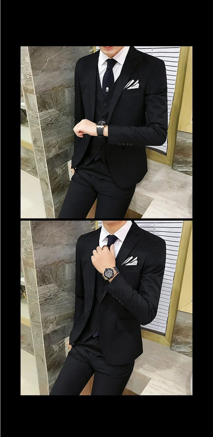 Men's Slim Fit 3-Piece Suit – Blazer, Vest & Pants for Business, Wedding & Smart Casual Wear