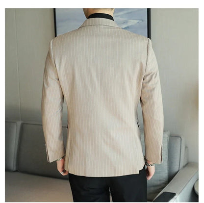 2026 New Simple Versatile Striped Suit Jacket for Men Slim Fit Casual Business Blazers Wedding Social Host Party Jackets S-5XL