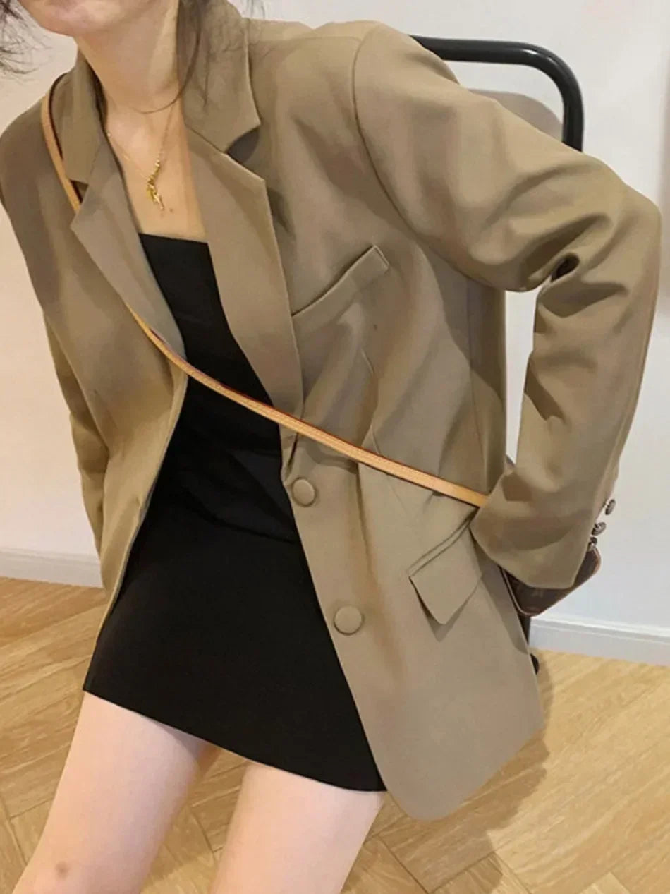 Autumn Luxury Blazer for Women 2024 Elegant Korean Women's Blazer Jacket Fashion Female Long Coats Splice Office Lady Clothes