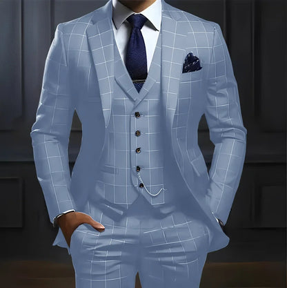 Plaid Men's suit 3 piece Suit Formal Business Work Clothes Party Groom Wedding Tuxedo Custom Color XS-5XL Suit Men