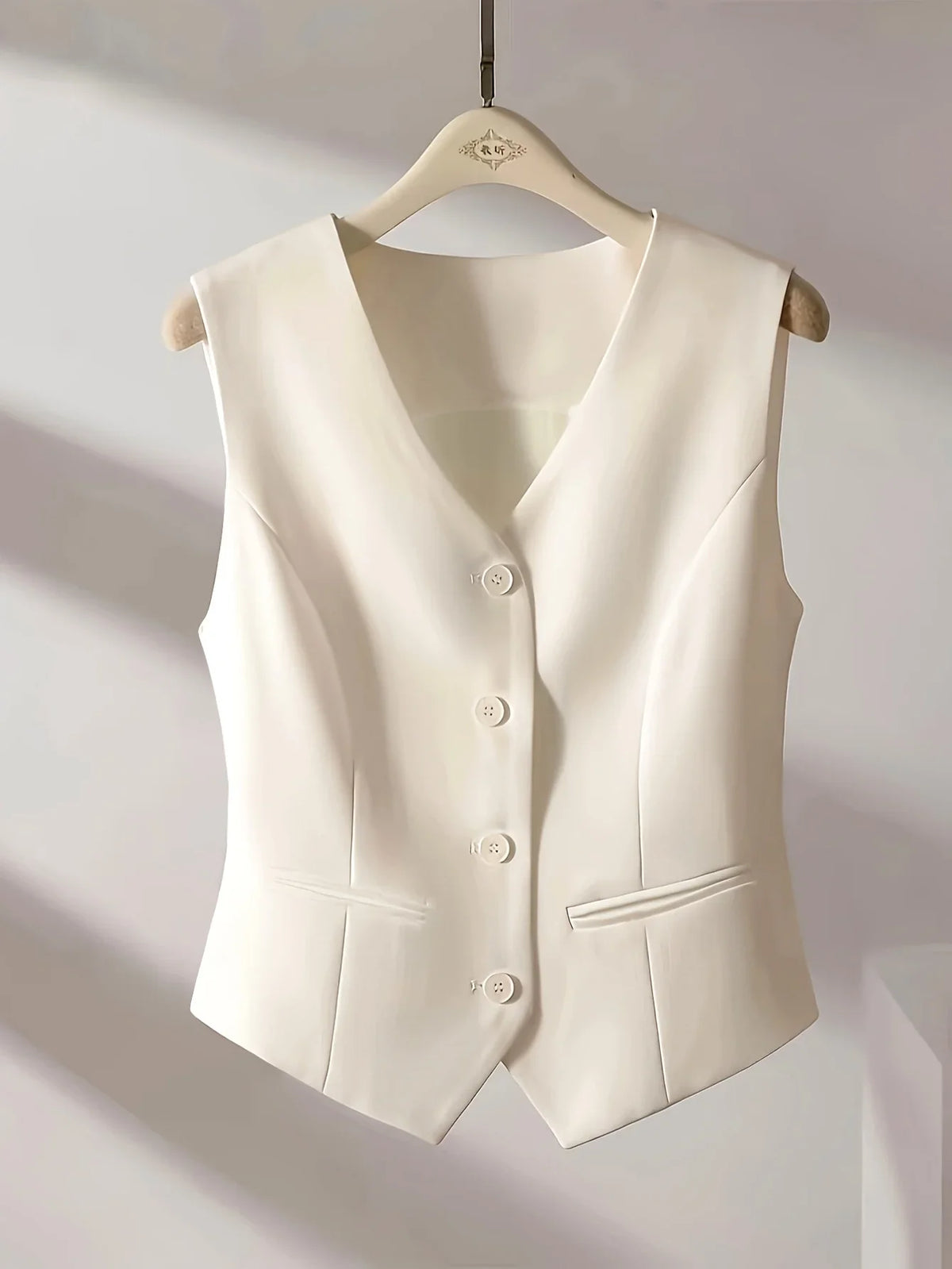 Women's Sleeveless Vest V-Neck Button Front Cut Casual Style With Elegant Spring Summer and Fall Routine Suitable for the Office