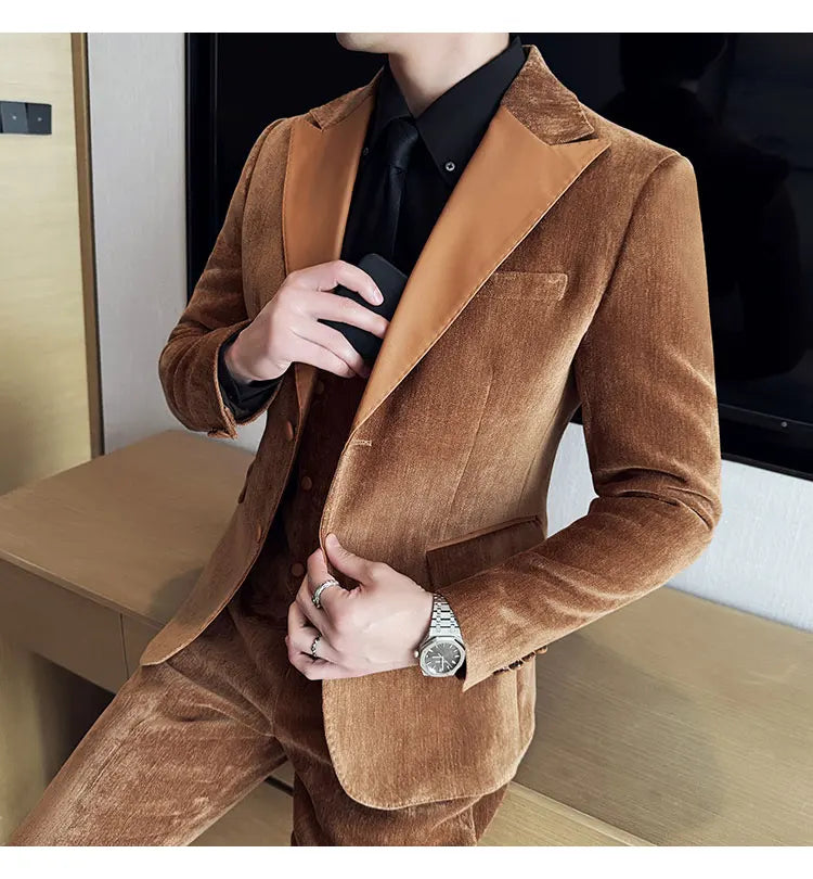 Men's Slim Fit 3-Piece Suit – Smart Casual & Wedding Formal Set