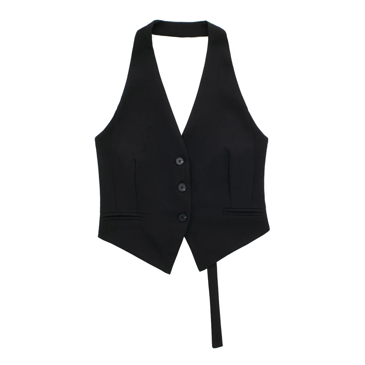 Halter Formal Vests Woman Off Shoulder Women's Suit Vest Backless Black White Short Vest Casual Cropped Sleeveless Vest