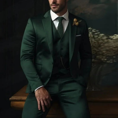 Classic Wedding Solid 3-Piece Smoking Ternos Fino Adjusted Male Formal Business Suits for Groomsmen And Festive Occasions