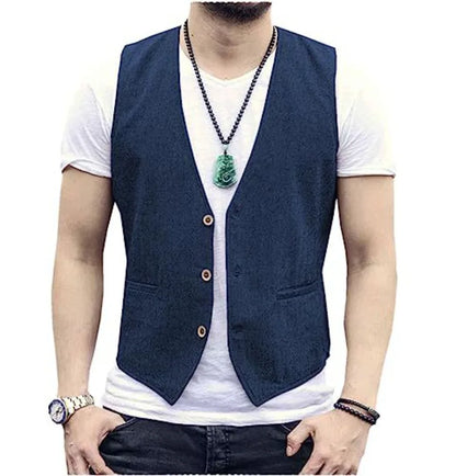 Men's Linen Vest – Slim Fit Smart Casual Waistcoat for All Seasons