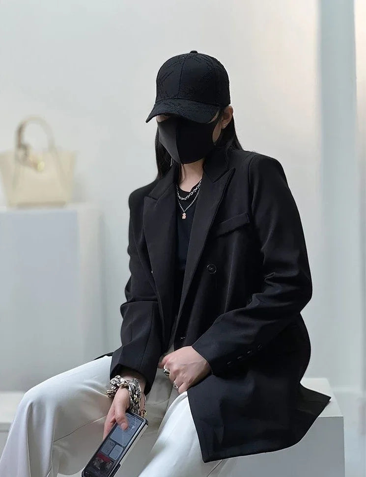 Clothes Jacket Brown Over Coats for Women Black Blazer Woman Dress Outerwears Loose Long Solid on Promotion Sale 2025 Autumn New