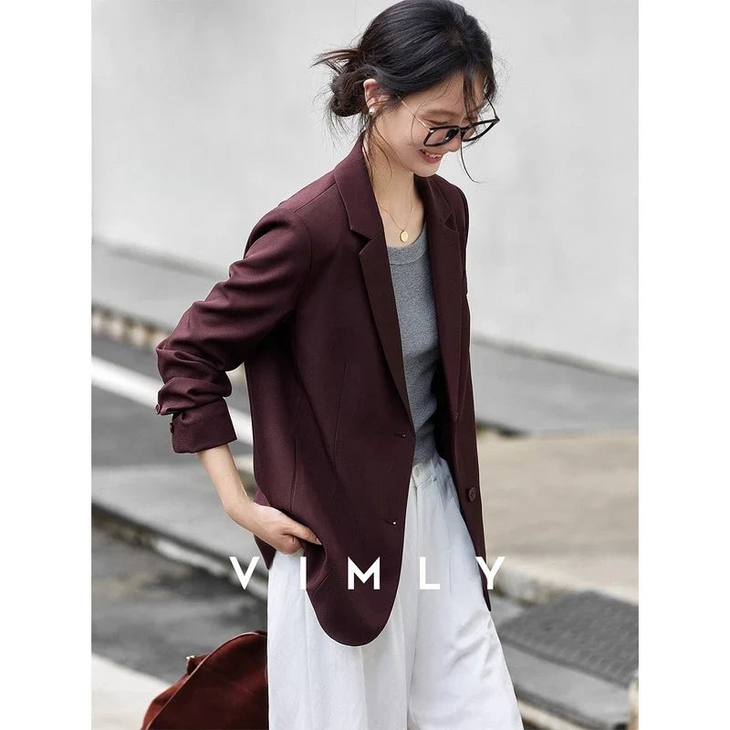 Women's Navy Blue Jackets Autumn 2026 Oversize Elegant Office Wear Blazer Notched Ladies New in Coats and Jackets A2360
