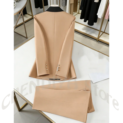 Peaked Lapel Women Suits Double Breasted Elegant Formal Outfit Jacket Pants Two Pieces HIgh Quality Wedding Party Luxury Suit