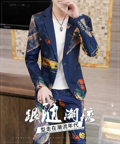 Men's Two-Piece Slim Fit Casual Suit – Single Breasted Formal Set for Daily & Smart Casual Wear