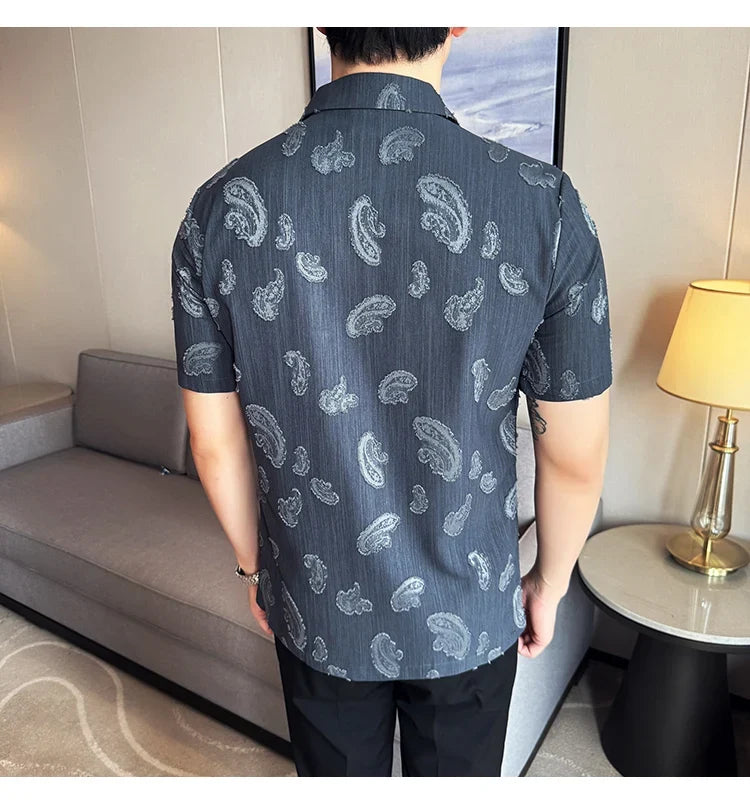 Summer Thin Ice Silk Without Lining Suit Coats 2025 New High-end Fashion Jacquard Casual Social Shirt Coat Men Clothing 4XL-M