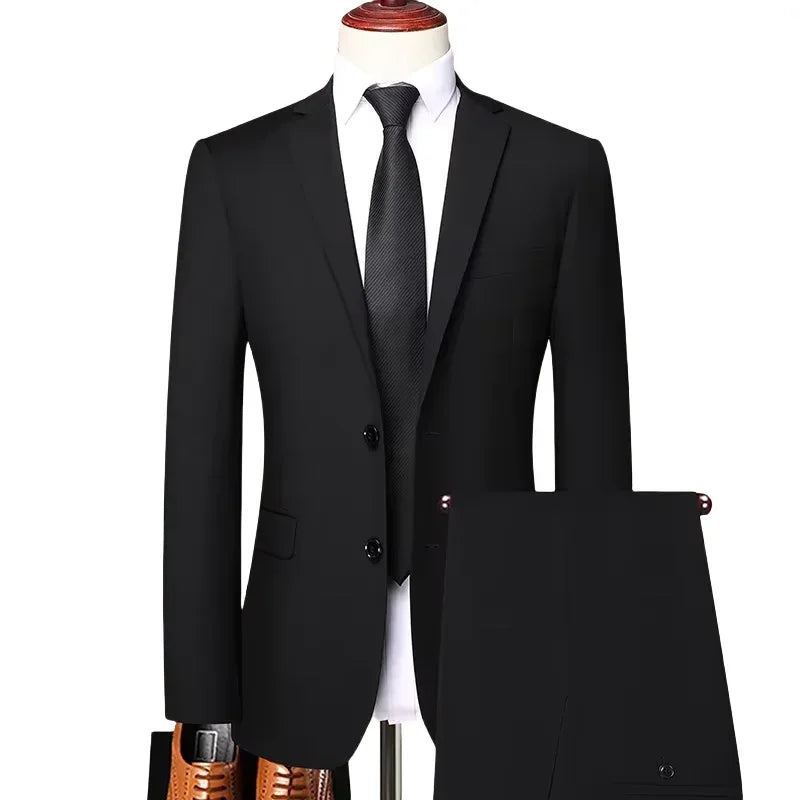 Men's Slim-Fit Suit Set – Single Breasted Blazer and Pants for Business, Wedding & Casual Wear