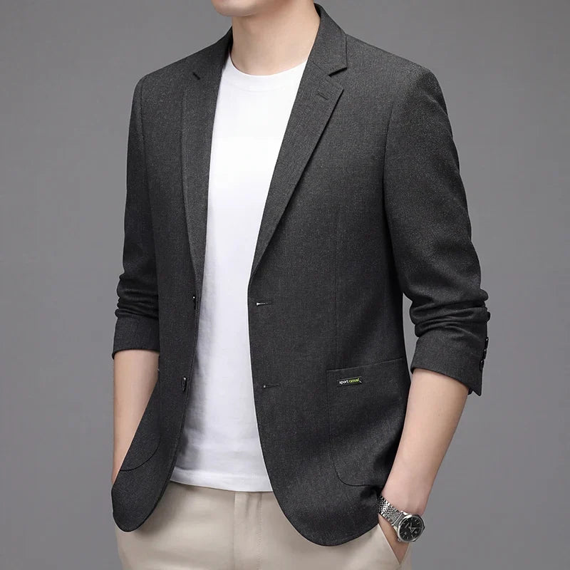 Men's Premium Thin Blazer Spring Summer Solid Color Breathable Cotton Linen Blend Business Casual Jacket Minimalist Office Urban